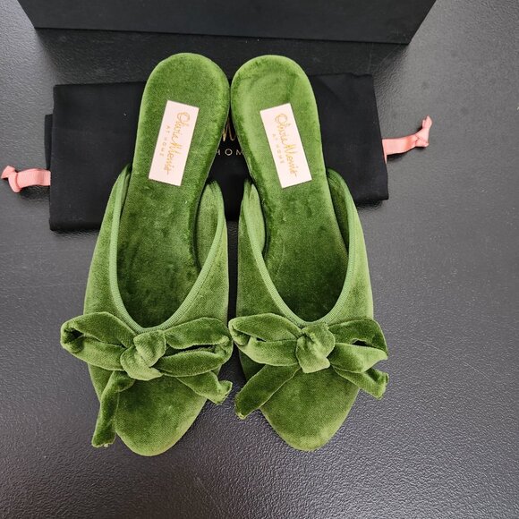 NIB - OLIVIA MORRIS At Home DAPHNE SLIPPER SLIDE | Lime Velvet - Picture 4 of 10